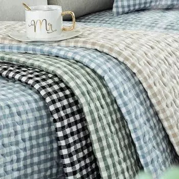 Ткань для диванных подушек из чистого хлопка, всесезонная универсальная подушка для сиденья с простой сеткой, полностью хлопковый чехол для дивана, чехол для дивана-полотенца, тканевая подушка 70*70 чёрный