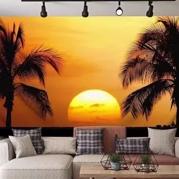 Ткань для фона с изображением заката, используемая для украшения спальни и гостиной, а также для украшения пейзажа, пляжа и одеяла. 1 0.7