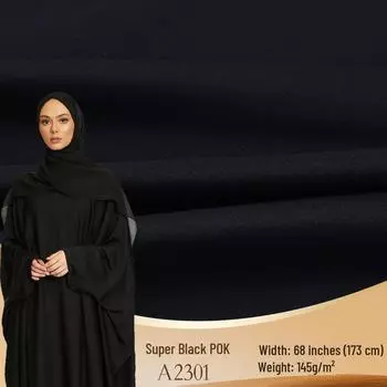 Ткань для халата абайя супер-черного цвета SPH 68 на Ближнем Востоке Custom Price (2000 meters and above)