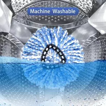 Ткань для мытья полов Простая установка Сменная машинная стирка Полезная сменная головка для вращающейся головки белый