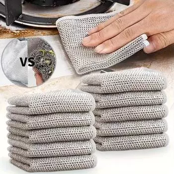 Ткань для мытья посуды из стальной проволоки, ткань для чистки кухни, полотенце для чистки масляного поддона с антипригарным покрытием, ткань для чистки, многоразовое нескользящее полотенце Magic Plate 1pcs