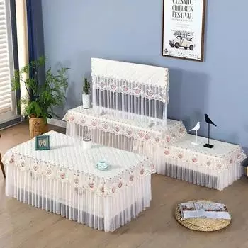 Ткань для настольного шкафа, прямоугольная, моющаяся, пыленепроницаемая, скатерть для ТВ, чехол для ЖК-телевизора, кружевная подвесная пылезащитная крышка, украшение для вечеринки и свадьбы 35x60x30cm TV desk