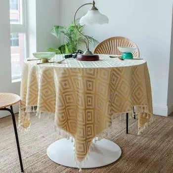Ткань для обеденного стола в литературном французском стиле, ажурное кружево, чехол для журнального столика, толстая квадратная скатерть для маленького круглого стола 60*60cm