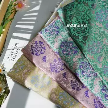 Ткань для пальто из шелковой парчи с жаккардовым узором «Пион» в стиле Ян Ми