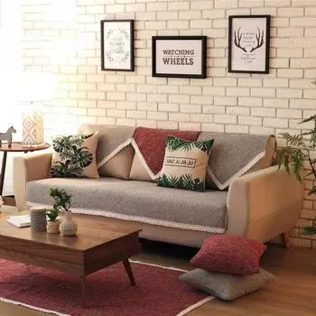 Ткань для подушек для дивана из хлопка и льна ручной работы, противоскользящая, всесезонное универсальное льняное массивное дерево, простой современный чехол для дивана, 5 цветов 70*70 бежевый