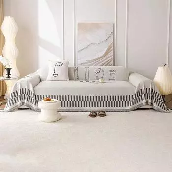 Ткань для полотенец для дивана из синели, простой современный универсальный чехол для диванной подушки, одноместное двойное универсальное одеяло на четыре сезона 180*130cm серый