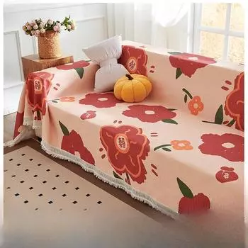 Ткань для полотенец для дивана. Универсальный чехол для дивана. Универсальный универсальный чехол. Нескользящая универсальная подушка для дивана с полным покрытием. 130*180cm красный