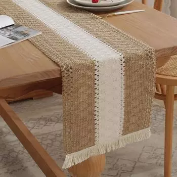 Ткань для праздничного стола, плетеная ткань в стиле бохо, кисточка, контрастный цвет, плетеная 120 cm 3