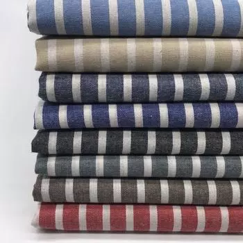 Ткань для рубашки из чистого хлопка в полоску шириной 1 см, окрашенная в пряже 1000m+