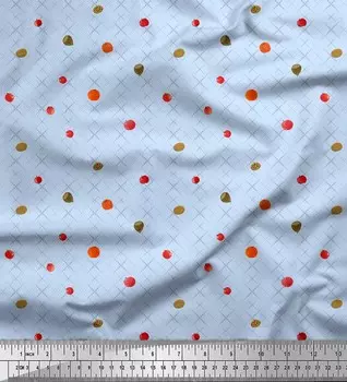 Ткань для рукоделия Soimoi Blue Japan Crepe Satin Fabric Fruit & Cookie с пищевым принтом на метр 42 дюйма 42 Inch Wide - Poly Crepe синий
