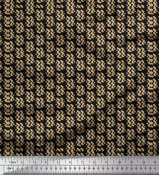 Ткань для рукоделия Soimoi, черный японский креп-сатин с мазками кисти и абстрактным принтом, 42 дюйма по метрам 42 Inch Wide - Cotton Voile чёрный