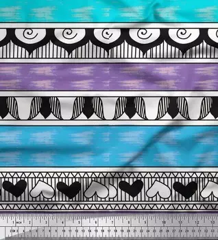 Ткань для рукоделия Soimoi, фиолетовая полиэфирная ткань с принтом в полоску в форме сердца, 42 дюйма 42 Inch Wide - Poly Crepe фиолетовый