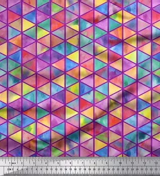 Ткань для рукоделия Soimoi фиолетовая японская креп-атласная ткань с марокканским мозаичным принтом на метр 42 дюйма 42 Inch Wide - Poly Crepe синий