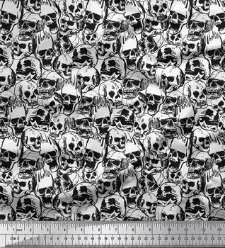 Ткань для рукоделия Soimoi Japan Crepe Satin Fabric Horror Skull Halloween Printed Craft Fabric на метр 42 дюйма 42 Inch Wide - Poly Crepe розовый