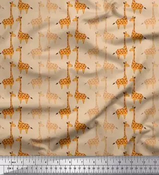 Ткань для рукоделия Soimoi Japan Crepe Satin Fabric с принтом жирафа для детей на метр 42 дюйма 42 Inch Wide - Poly Crepe розовый