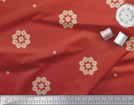 Ткань для рукоделия Soimoi Japan Crepe Satin с художественным цветочным принтом на метр 42 дюйма 42 Inch Wide - Poly Crepe зелёный