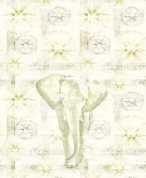 Ткань для рукоделия Soimoi Japan креп-атласная ткань с принтом в виде слона и колеса на метражах 42 дюйма 42 Inch Wide - Poly Crepe белый