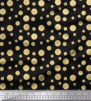 Ткань для рукоделия Soimoi Japan креп-атласная ткань с ломтиками лимона и набивным рисунком на метр 42 дюйма 42 Inch Wide - Poly Crepe зелёный