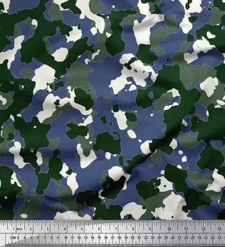 Ткань для рукоделия Soimoi Japan, креп-сатин, двухцветная с белым камуфляжным принтом, 42 дюйма по метрам 42 Inch Wide - Poly Crepe коричневый