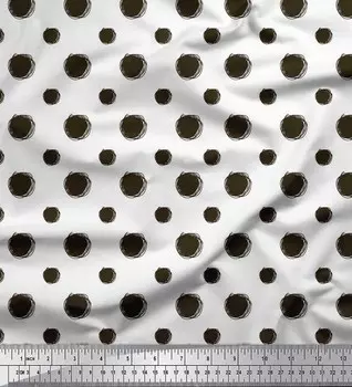 Ткань для рукоделия Soimoi Japan креп-сатин в горошек с принтом в горошек шириной 42 дюйма по метрам 42 Inch Wide - Cotton Voile белый