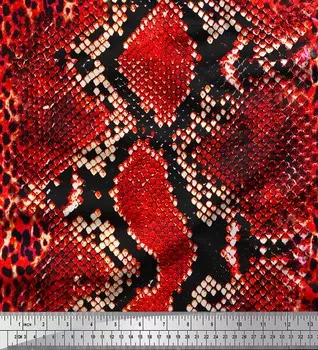 Ткань для рукоделия Soimoi Orange, Япония, креп-сатин, ткань для рукоделия с леопардовым принтом и змеиной кожей, метраж 42 дюйма 42 Inch Wide - Poly Crepe оранжевый