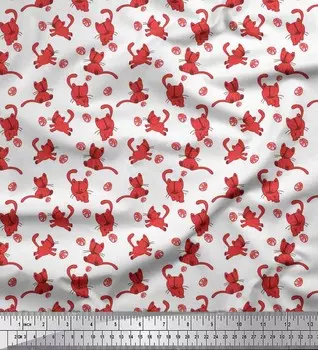 Ткань для рукоделия Soimoi, японский креп-сатин, шерсть и кошачьи животные, 42 дюйма по метрам 42 Inch Wide - Poly Crepe розовый