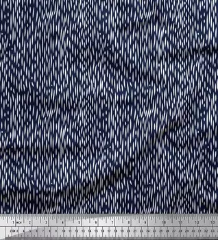 Ткань для рукоделия Soimoi синего японского креп-сатина с мазками кисти и абстрактным принтом шириной 42 дюйма по метрам 42 Inch Wide - Poly Crepe синий