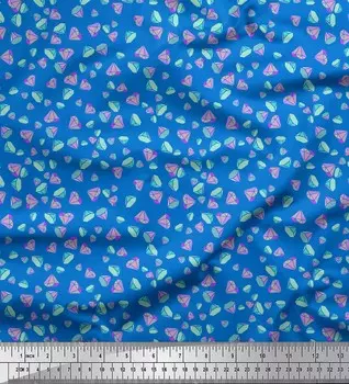 Ткань для рукоделия Soimoi синего японского креп-сатина с ромбовидным геометрическим принтом шириной 42 дюйма по метрам 42 Inch Wide - Cotton Voile синий