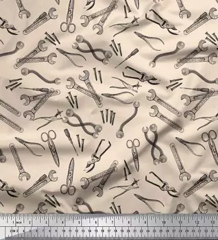 Ткань для рукоделия Soimoi White Japan Crepe Satin Fabric Tools с аппаратным принтом на метр 42 дюйма 42 Inch Wide - Poly Crepe белый