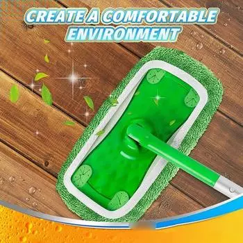 Ткань для швабры из микрофибры, губка для мытья посуды, многоразовая доска для швабры, плоские швабры Swiffer, аксессуары для уборки дома, 25x11,5 см 1PCS зелёный