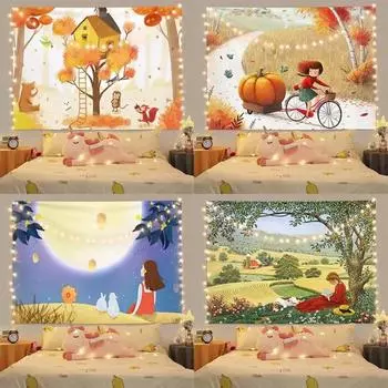 Ткань для стен комнаты, большая подвесная ткань, фоновая ткань для гостиной, ткань для изголовья кровати в спальне, декоративная композиция, картина, подвесное одеяло 1 0.7