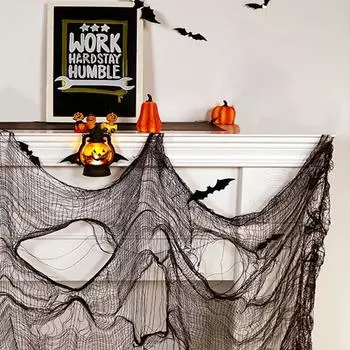 Ткань для украшения ужасов на Хэллоуин, черная ткань для украшения ужасов на Хэллоуин, украшение для дома с привидениями, вечеринка на Хэллоуин S чёрный