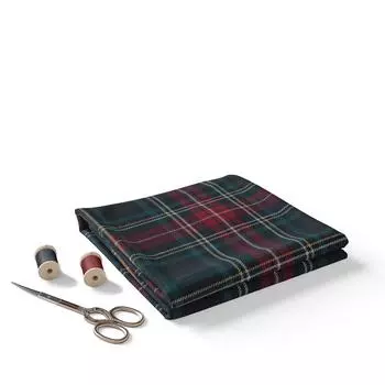 Ткань хлопковая, зеленая, красная, в клетку, тартан, плотность 180 г/м, ширина 145 см. 1 METER красный