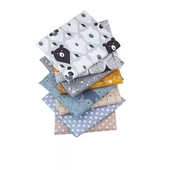 Ткань Хлопок Саржа Печатный DIY Ручная работа Приятная для кожи Дышащая Ткань с разноцветным принтом для квилтинга