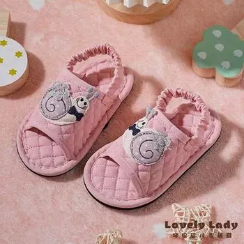 Ткань из чистого хлопка Мультяшная улитка Мягкая подошва Мягкие 1-3-6 лет Ребенок Малыш Нескользящие Бесшумные Домашние Тапочки для помещений Kids Pink (Cloth bottom) 18-19 inner length 14cm