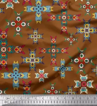 Ткань из искусственного шелка Soimoi Брауна плитка марокканская декоративная ткань напечатанная BTY 42 дюйма 42 Inch Wide - Cotton Cambric серый