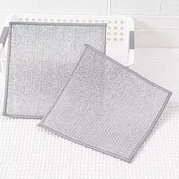 Ткань из стальной проволоки 20 см, двухслойная антипригарная ткань для масляного железа, ткань для кухонной кастрюли, салфетка 10pcs серебряный