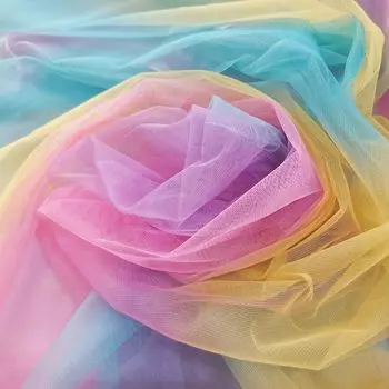 Ткань из тюля радужного цвета, яркая ширина 150 см, мягкий красочный кружевной костюм для рукоделия [moonfarm] (2м)