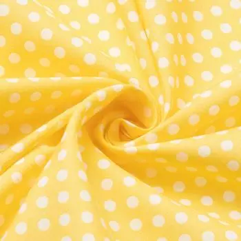 Ткань KIYOHARA Sheeting Dot Print, ширина 110 см, отрез 1 м, цвет желтый x белый (5мм) приблизительно. Кол.Y BF002-1