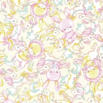 Ткань KIYOHARA шириной 110 см x 1 м с изображением кролика-единорога. Включает рецепты для 3 школьных товаров. Для девочек, оксфорды, покрой, желтый, для входа/детского сада CMC11-1M.