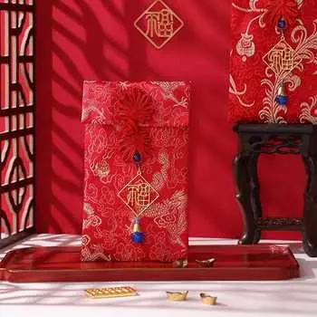 Ткань Красный конверт Весенний фестиваль Трехмерная вышивка