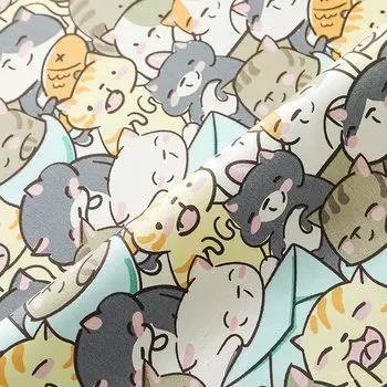 Ткань moonfarm Dog Cat Pattern из хлопка и полиэстера для поделок, 13 видов на выбор, длина 2 м, ширина 160 см, набитая примерно. приблизительно. (Кот Блю)