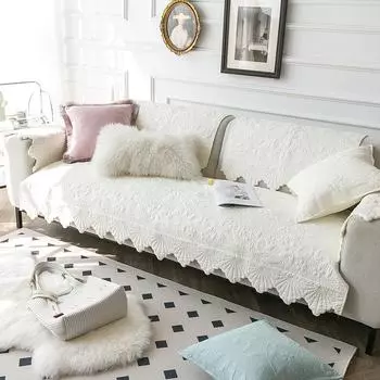 Ткань Нескользящая Хлопковая Подушка Чехол для Дивана Полотенце Американский стиль Однотонная Диванная Подушка Все Сезоны Универсальный Хлопок 70x70cm