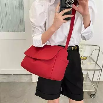 Ткань Оксфорд, модная однотонная сумка на плечо, холщовая сумка для студентов колледжа, сумка на плечо ярких цветов, маленькая квадратная сумка, сумка большой вместительности оранжевый