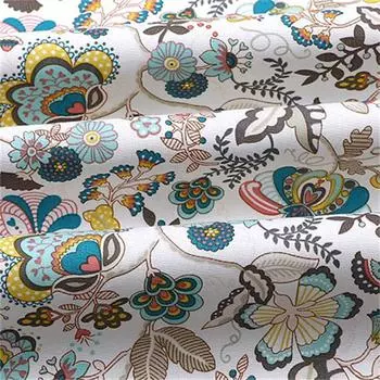 Ткань Ручная работа, легкая и тонкая, чистый хлопок, дышащая, цветочный принт, приятная для кожи, свежая, напечатанная ткань из поплина, насыщенные цвета 100*150cm