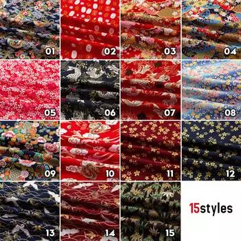 Ткань с бронзированием в японском стиле, напечатанная в сакуру, хлопчатобумажная ткань для поделок, кимоно ханфу, сумки для кукол, швейные изделия, пэчворк, материал 1M