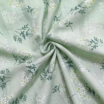 Ткань с цветочным узором из хлопка, 6 цветов на выбор, ширина, хлопковый жаккард, ручная работа, кружево, цветок, ткань [moonfarm] 1,4 м 100% (1м, Зеленый)