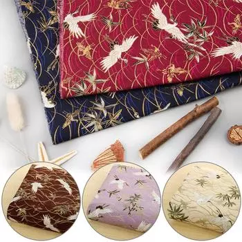 Ткань с принтом журавлей в японском стиле, плотный поплин, бронзовая ткань с изображением облака журавля для самостоятельного шитья, кимоно-чонсам в стиле пэчворк