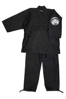 Ткань Samue Denim Прочная, но мягкая, с рисунком Samue, круглый год, с изображением кошки, левый рукав, черный, 4 л [Edoten] (100% хлопок) Мужской