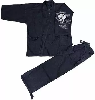 Ткань Samue Denim Прочная, но мягкая Samue Patterned All Years Skull Left Sleeve Navy LL [Edoten] (100% хлопок) Мужской